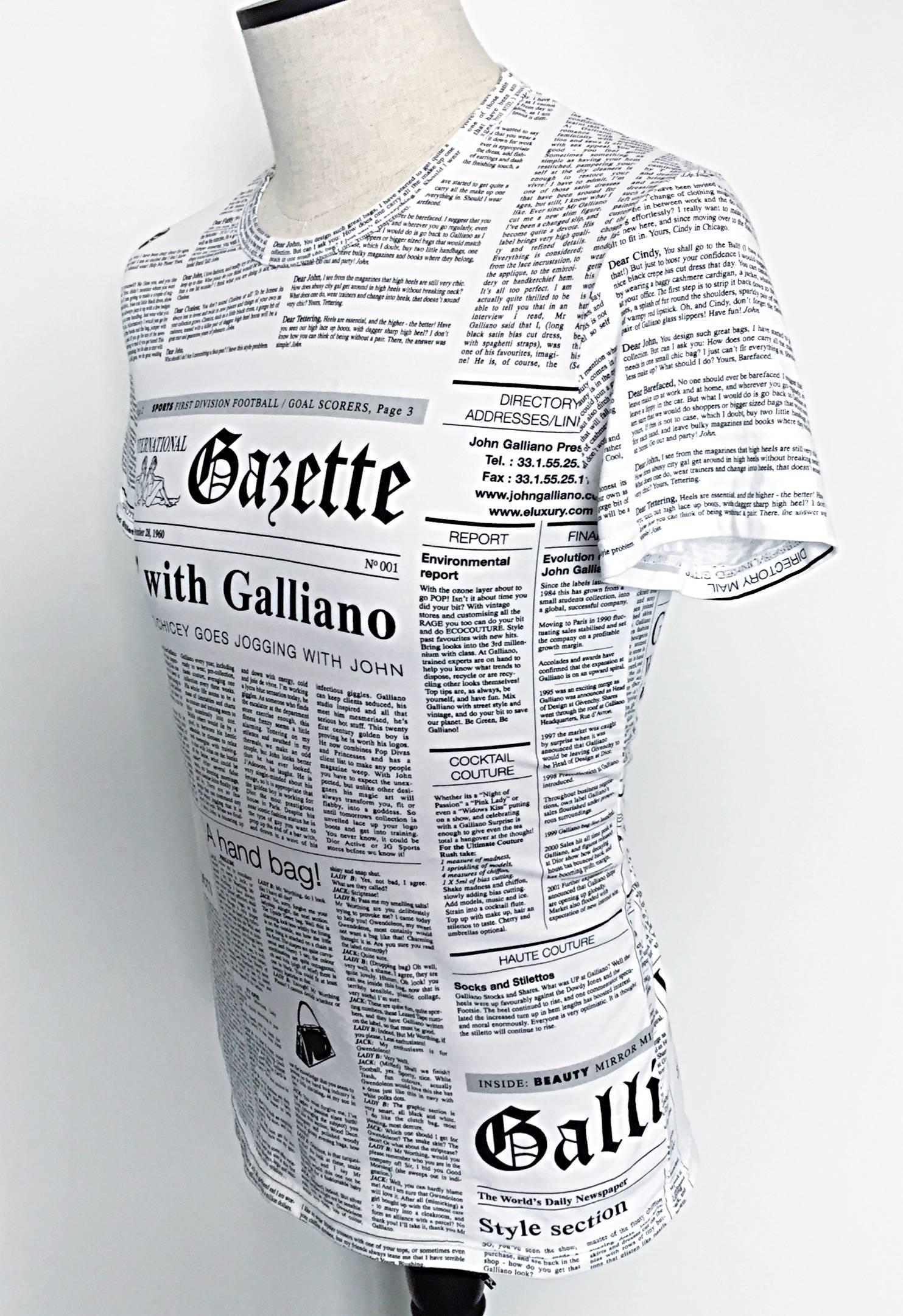 john galliano newspaper shirt