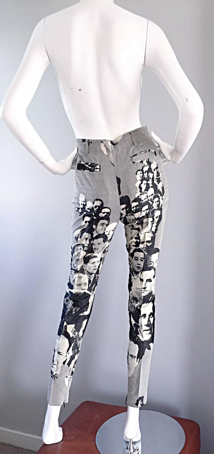 Rare Jean Paul Gaultier Iconic Vintage High Waisted Skinny ' Faces ' Pants For Sale at 1stdibs