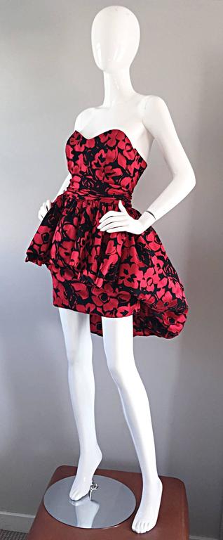 Christian Lacroix Couture Vintage Red and Black Silk Strapless 1990s ...