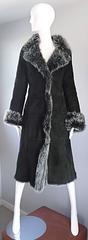 Vintage Italian Hunter Forest Green Lamb Shearling Leather Fur Jacket Coat