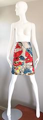 Christian Lacroix Vintage High Waisted Abstract 1990s Silk Mini Pencil Skirt