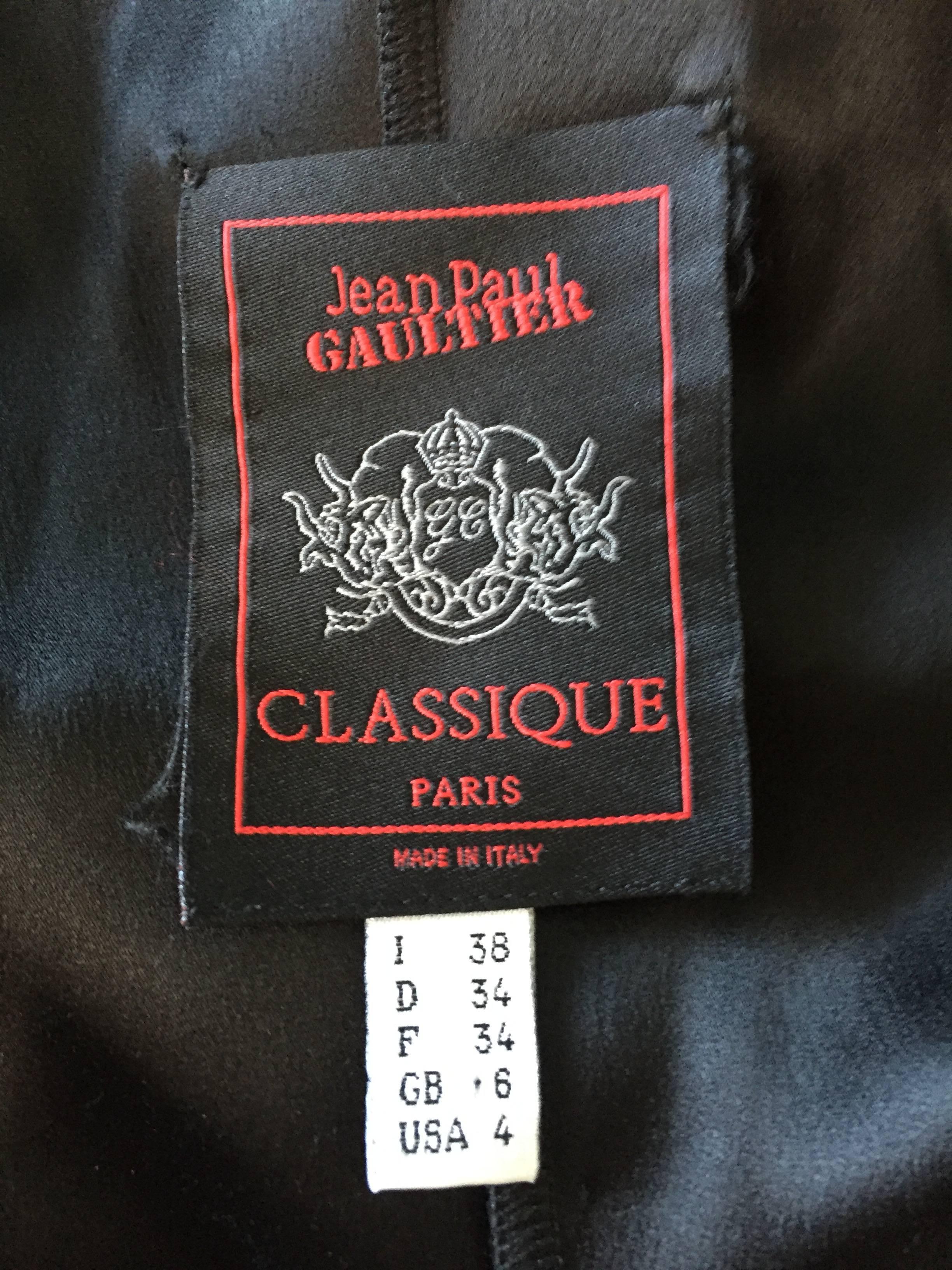 Elegant Jean Paul Gaultier Vintage Black Crepe Jersey Off Shoulder 1990s Gown 5