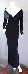 Elegant Jean Paul Gaultier Vintage Black Crepe Jersey Off Shoulder 1990s Gown