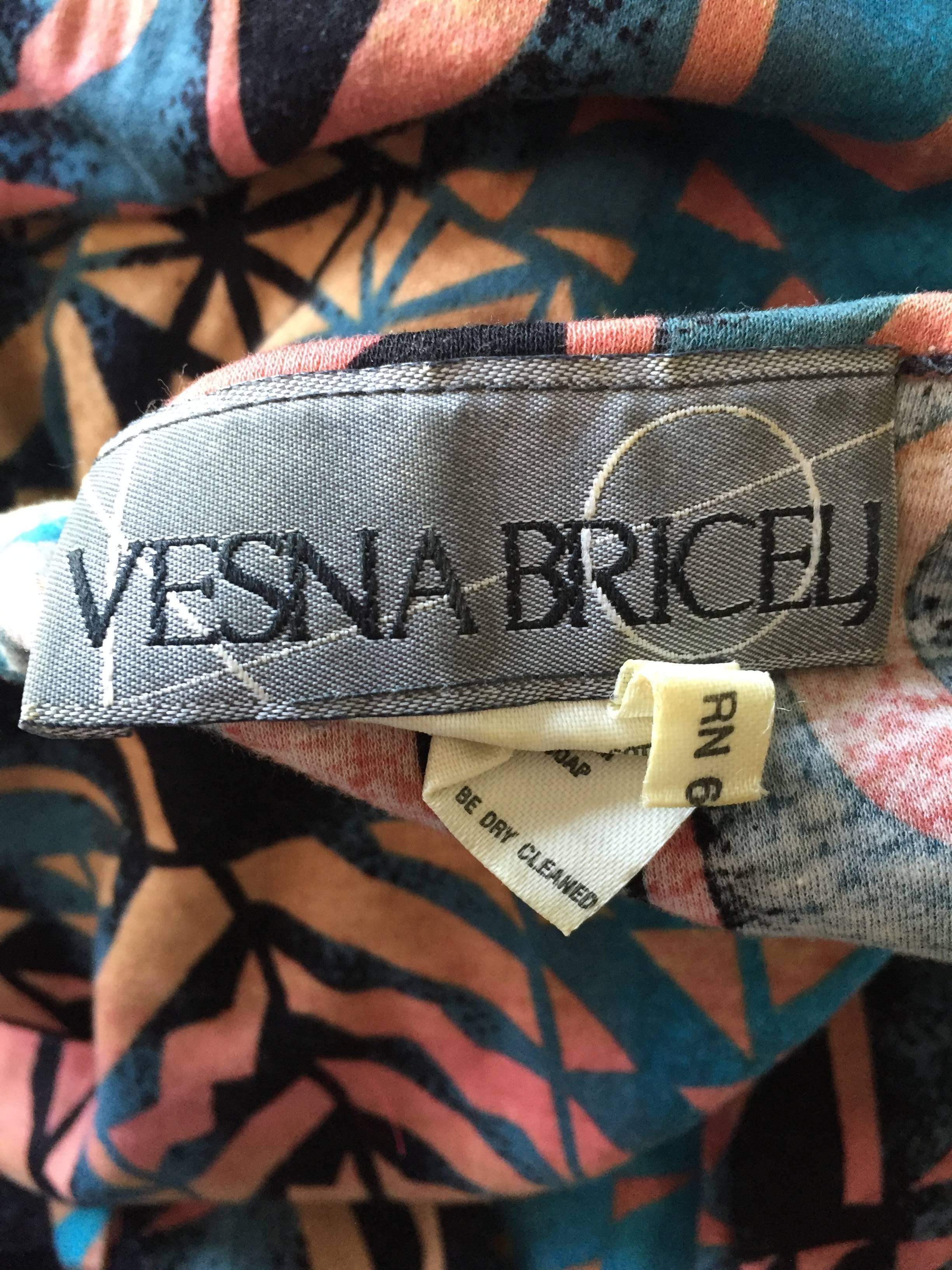 Vesna Bricelj Vintage 1990s Italian Artist Made Boho Abstract Tee Shirt Dress For Sale 5