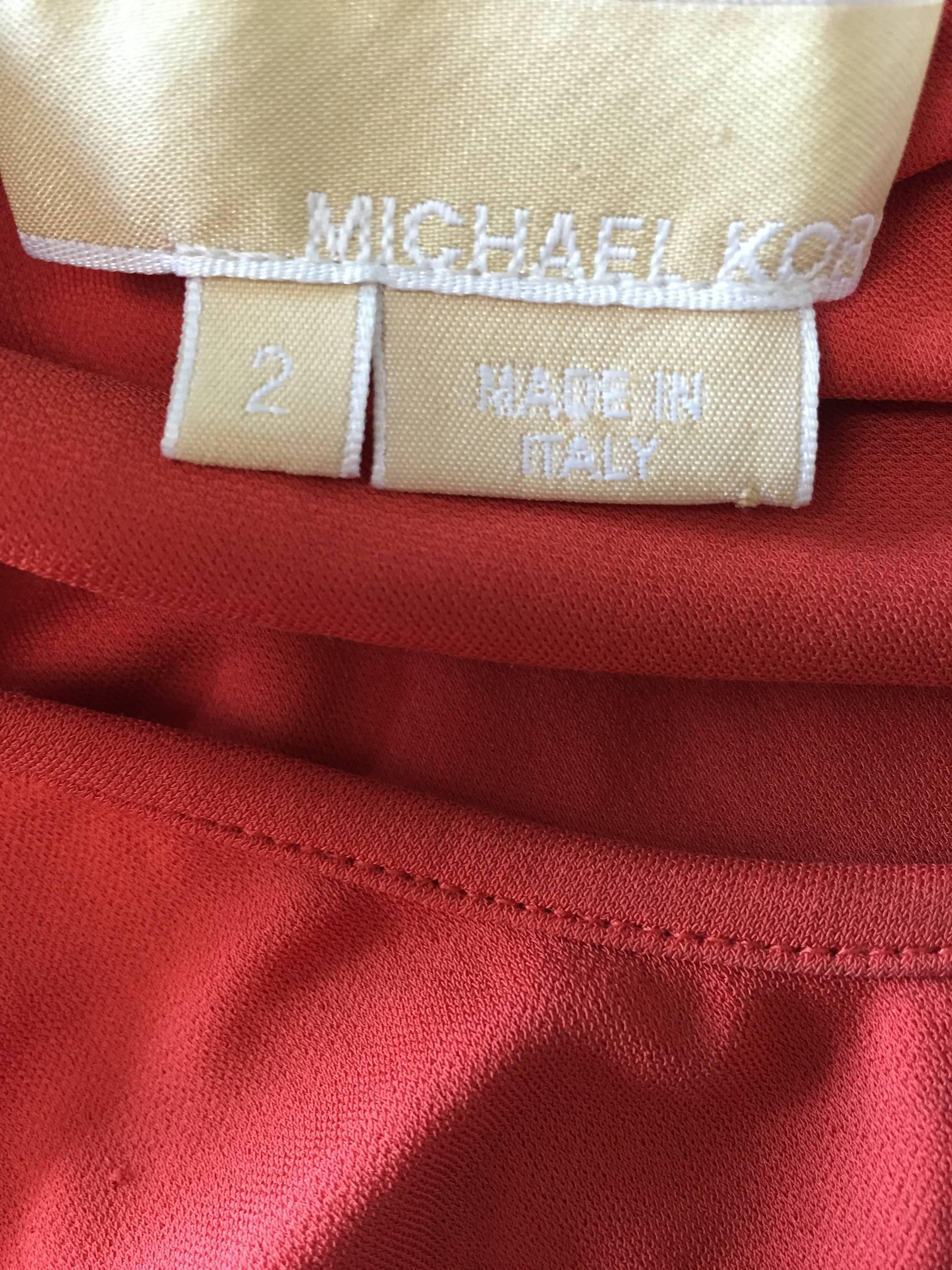 Michael Kors Collection Burnt Orange Runway Grecian Bodycon Jersey Dress Size 2 4