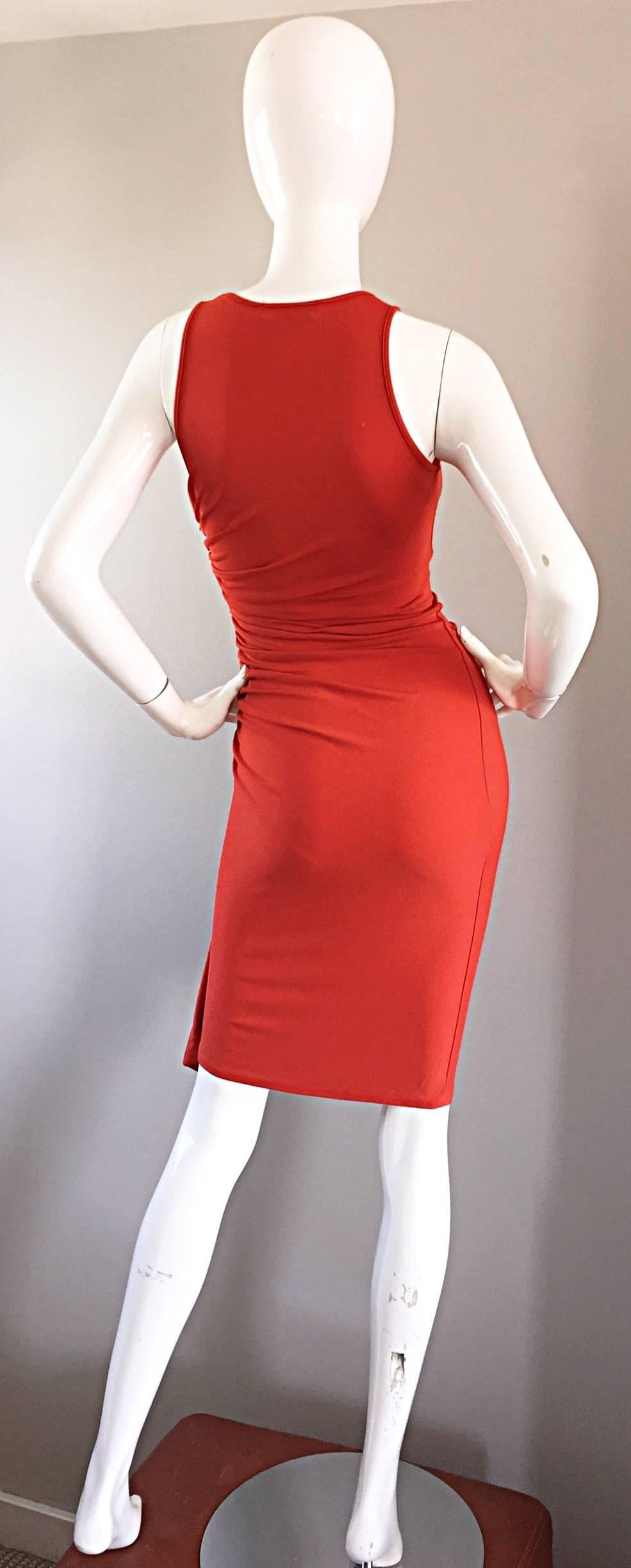 Michael Kors Collection Burnt Orange Runway Grecian Bodycon Jersey Dress Size 2 In Excellent Condition In San Diego, CA