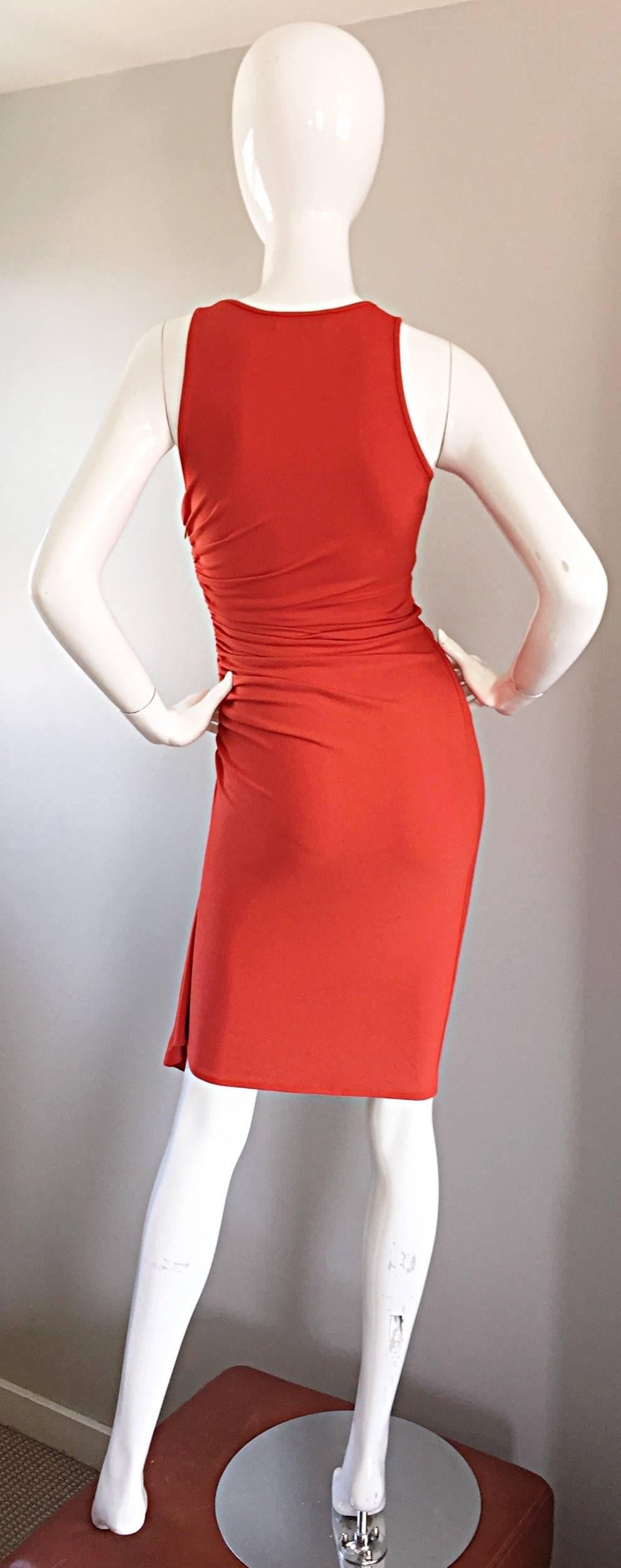 Michael Kors Collection Burnt Orange Runway Grecian Bodycon Jersey Dress Size 2 2