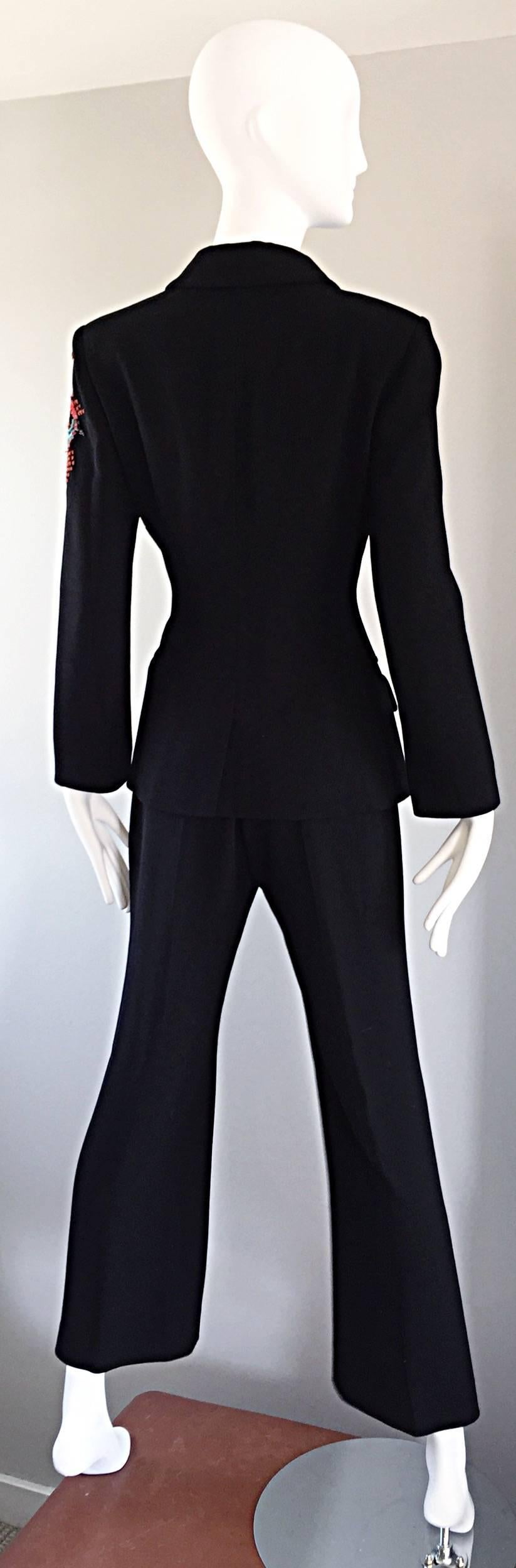 Spectaculaire costume vintage Christian Lacroix Le Smoking Pantalon en lézard noir perlé en vente 3