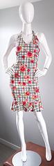 Vintage Moschino Cheap & Chic Size 4 1990s 3 D Plaid Flowers 90s Bodycon Dress