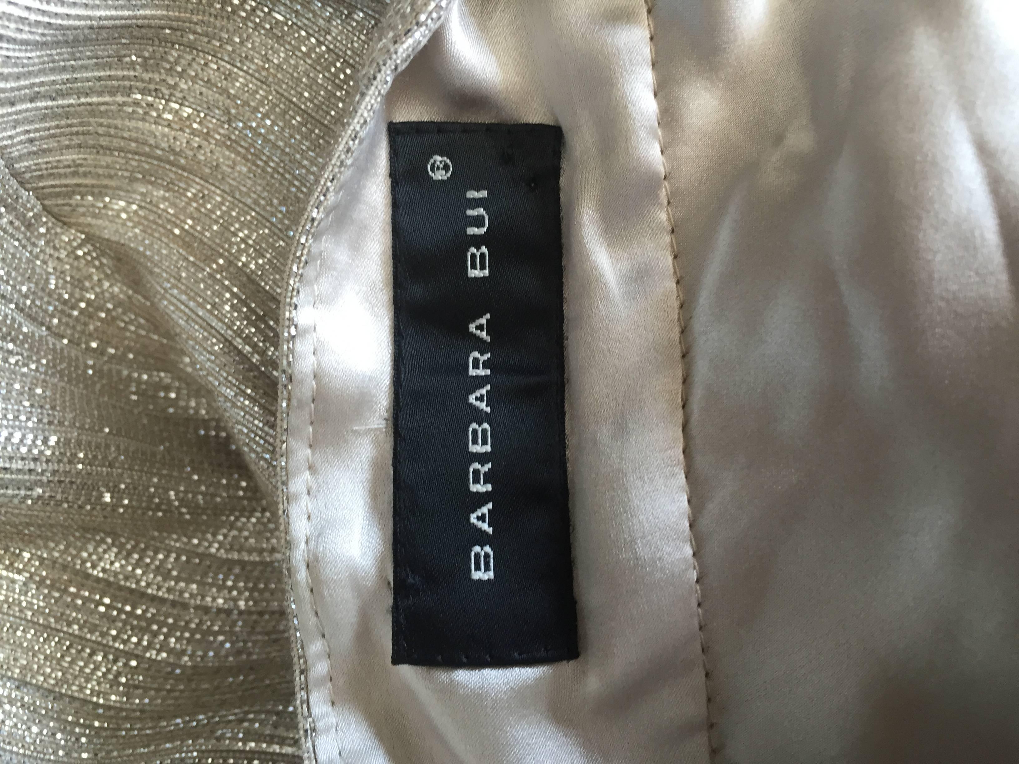 1990s Barbara Bui Silver and Gold One Shoulder Silk + Snakeskin Vintage Dress For Sale 2