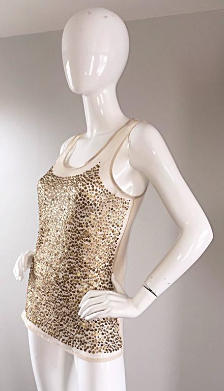 Vintage Brown Sheer Blouse/Coverup Gold Sequin Design main image 1