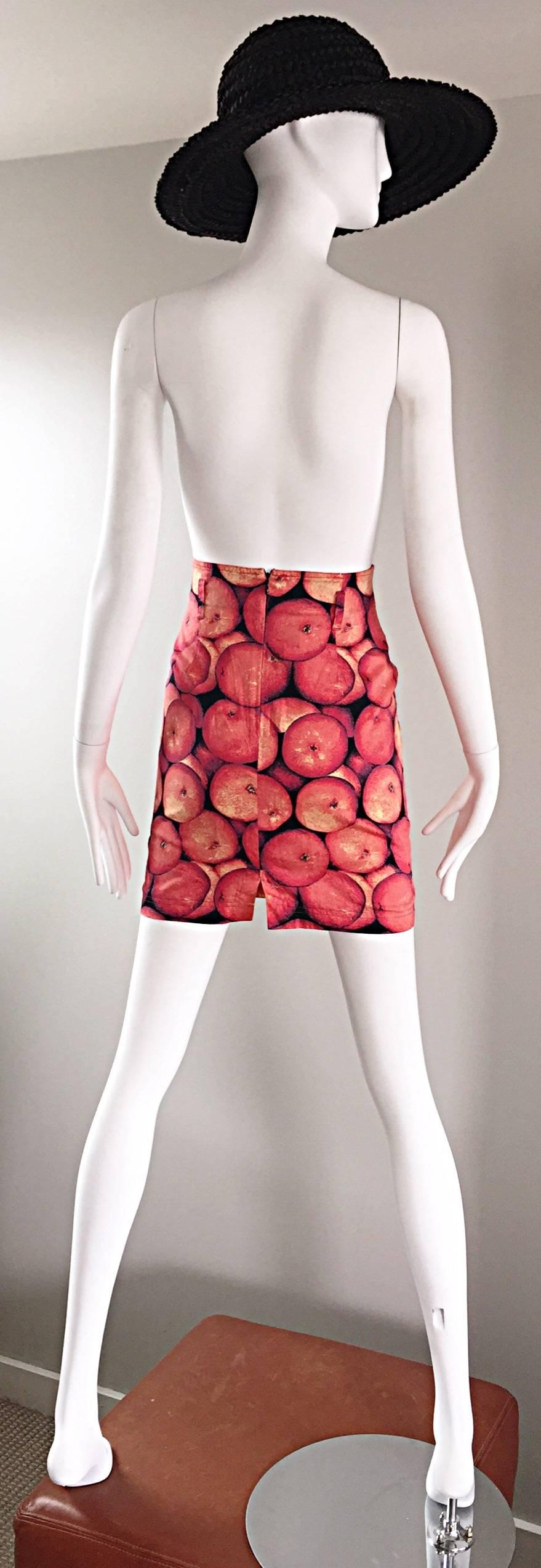 Amazing Vintage Mondi Novelty ' Oranges ' 3 - D Print High Waisted 1990s Skirt For Sale 2