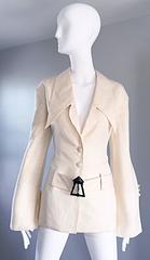 Vintage Karl Lagerfeld Ivory Shantung Silk Avant Garde ' Clock Tower ' Jacket