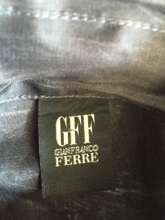 Vintage Gianfranco Ferre 1990s Charcoal Grey Wool + Chiffon Long SLeeve ...