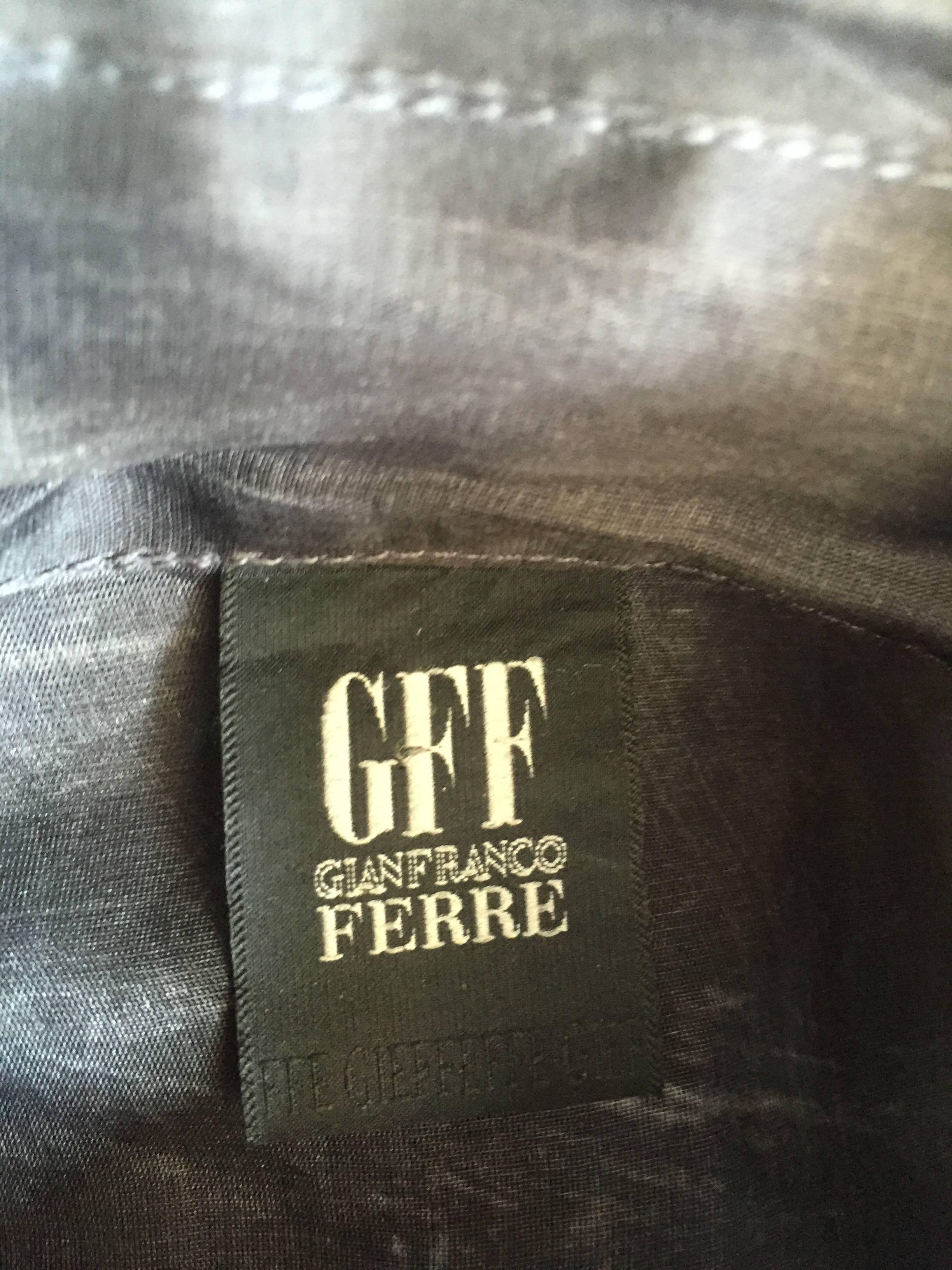 Women's Vintage Gianfranco Ferre 1990s Charcoal Grey Wool + Chiffon Long SLeeve Blouse For Sale