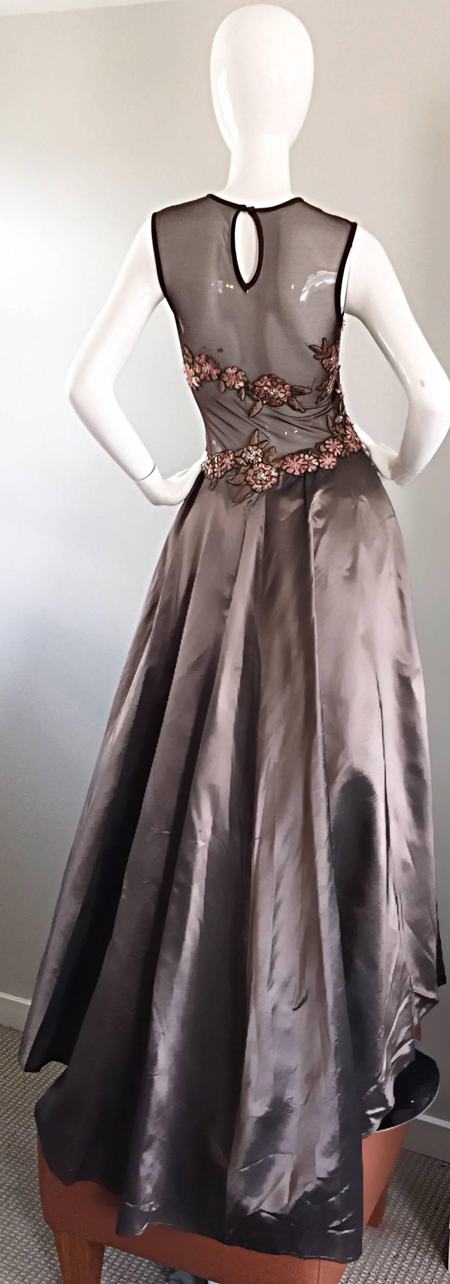 Black Halle Berry's Iconic Elie Saab 2002 Oscar Gown Taupe Silk Embroidered Taffeta For Sale