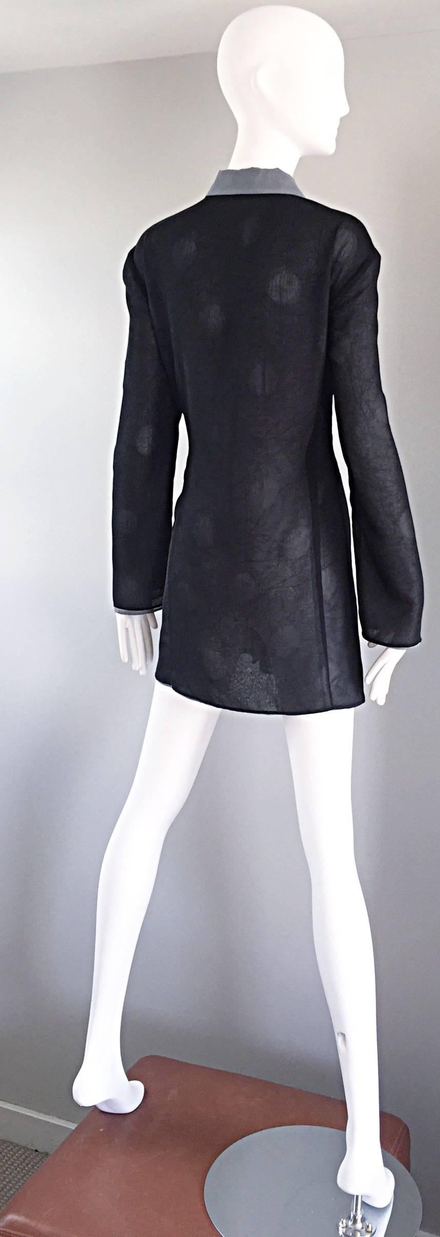 Vintage Matsuda Avantgarde-Jacke aus schwarzem und grauem Chiffon mit Tupfen aus den 90ern  im Angebot 3