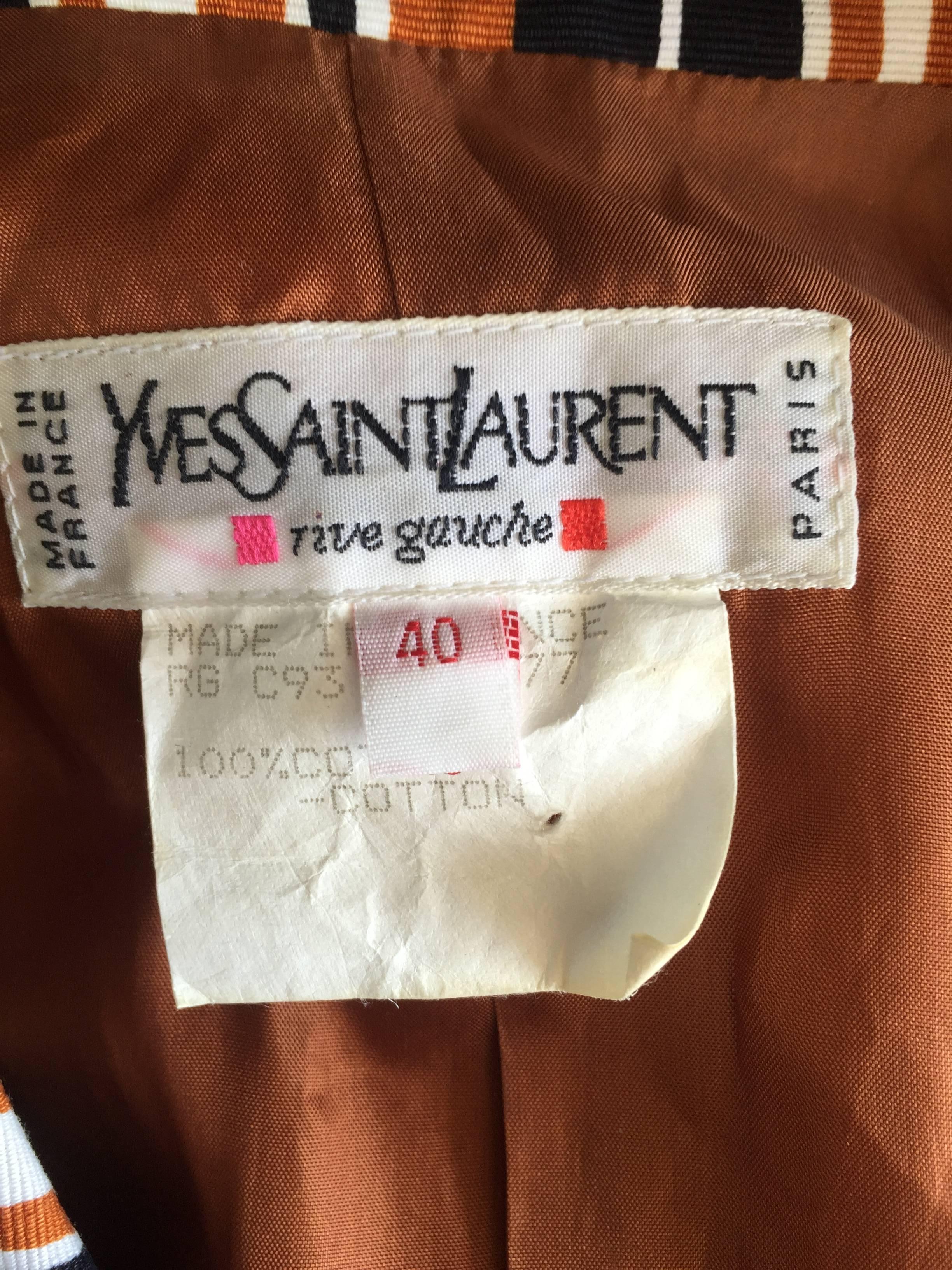YSL Vintage Yves Saint Laurent Rive Gauche Bamboo Print Cotton Blazer Jacket  2