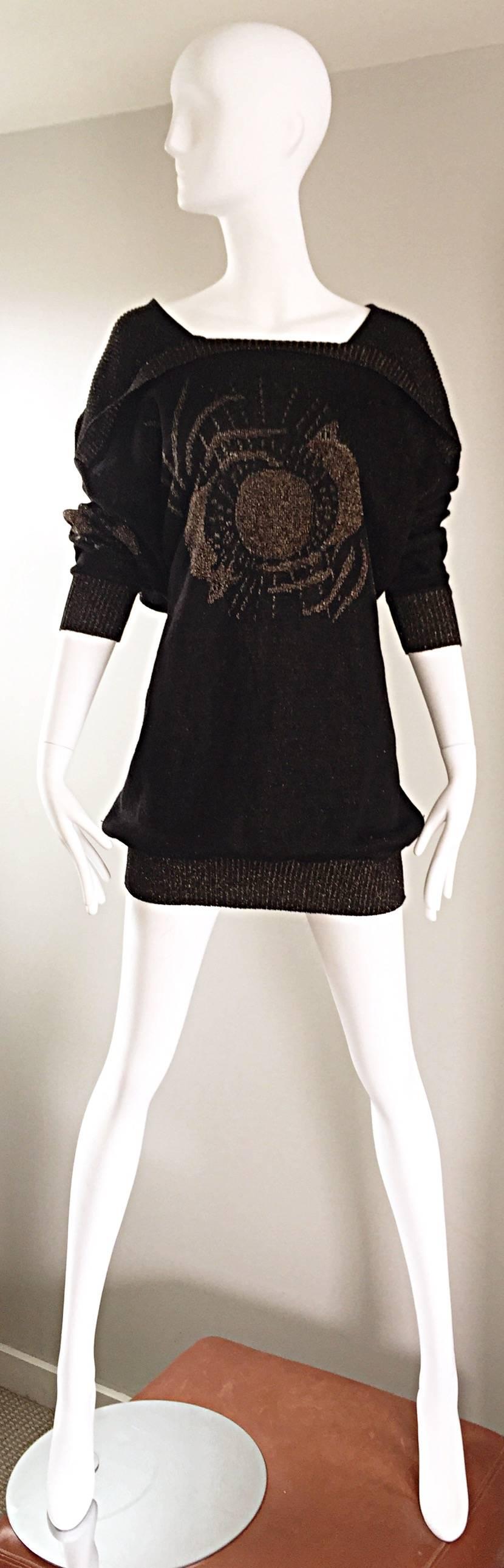 Women's Ted Lapidus Haute Couture Vintage ' Circle of Life ' Mini Sweater Dress / Tunic
