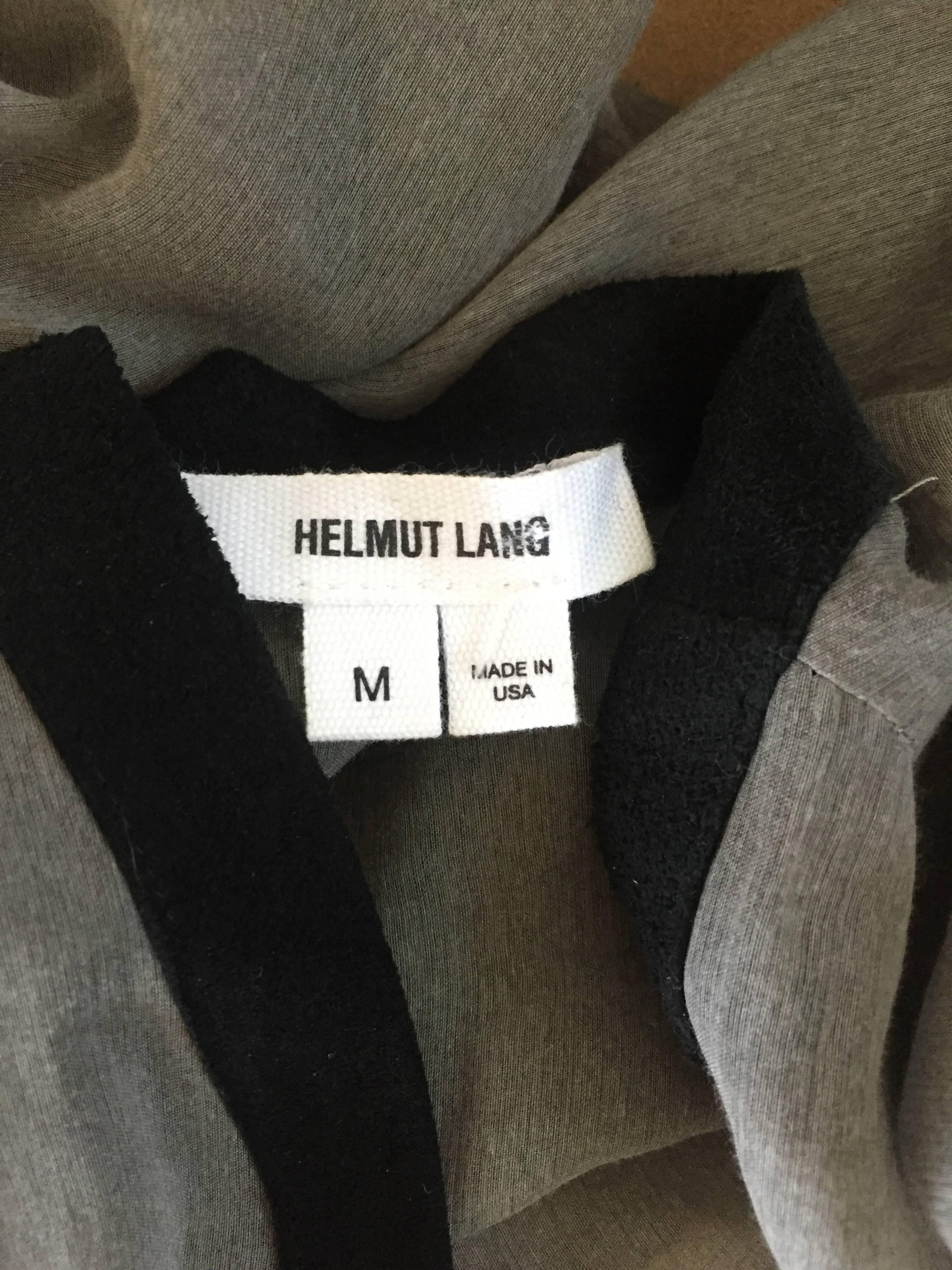Helmut Lang 2000er Seide + Leder halbdurchsichtige langärmlige Vintage-Bluse / Tunika im Angebot 5