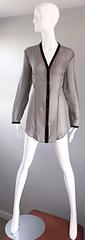 Helmut Lang 2000s Silk + Leather Semi Sheer Long Sleeve Vintage Blouse / Tunic