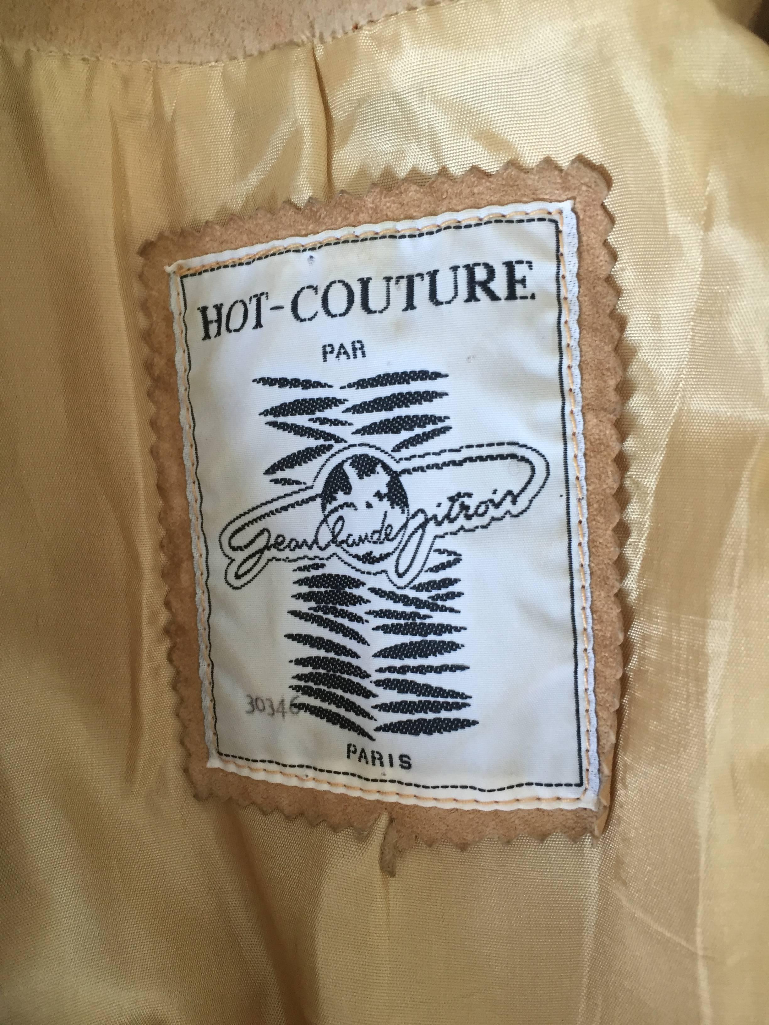 Vintage Jean Claude Jitrois 1990s Tan Beige Leather Suede Fringe Bustier Jacket  3