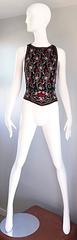 Beautiful Vintage 1990s Beaded Pink + Red Regal Iridescent Sleeveless Blouse Top