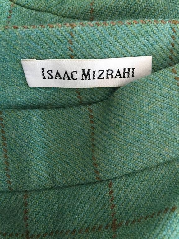 Vintage Isaac Mizrahi Green and Brown Wool + Leather Asian Inspired ...