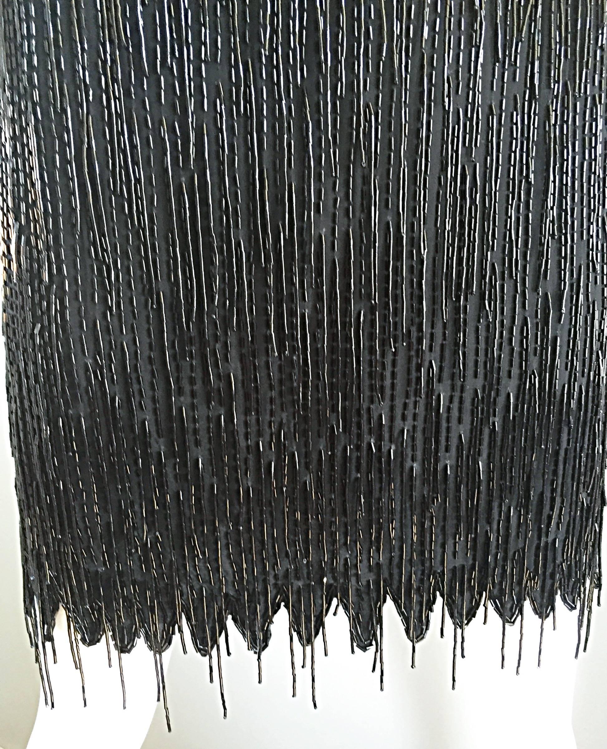 black beaded fringe dress