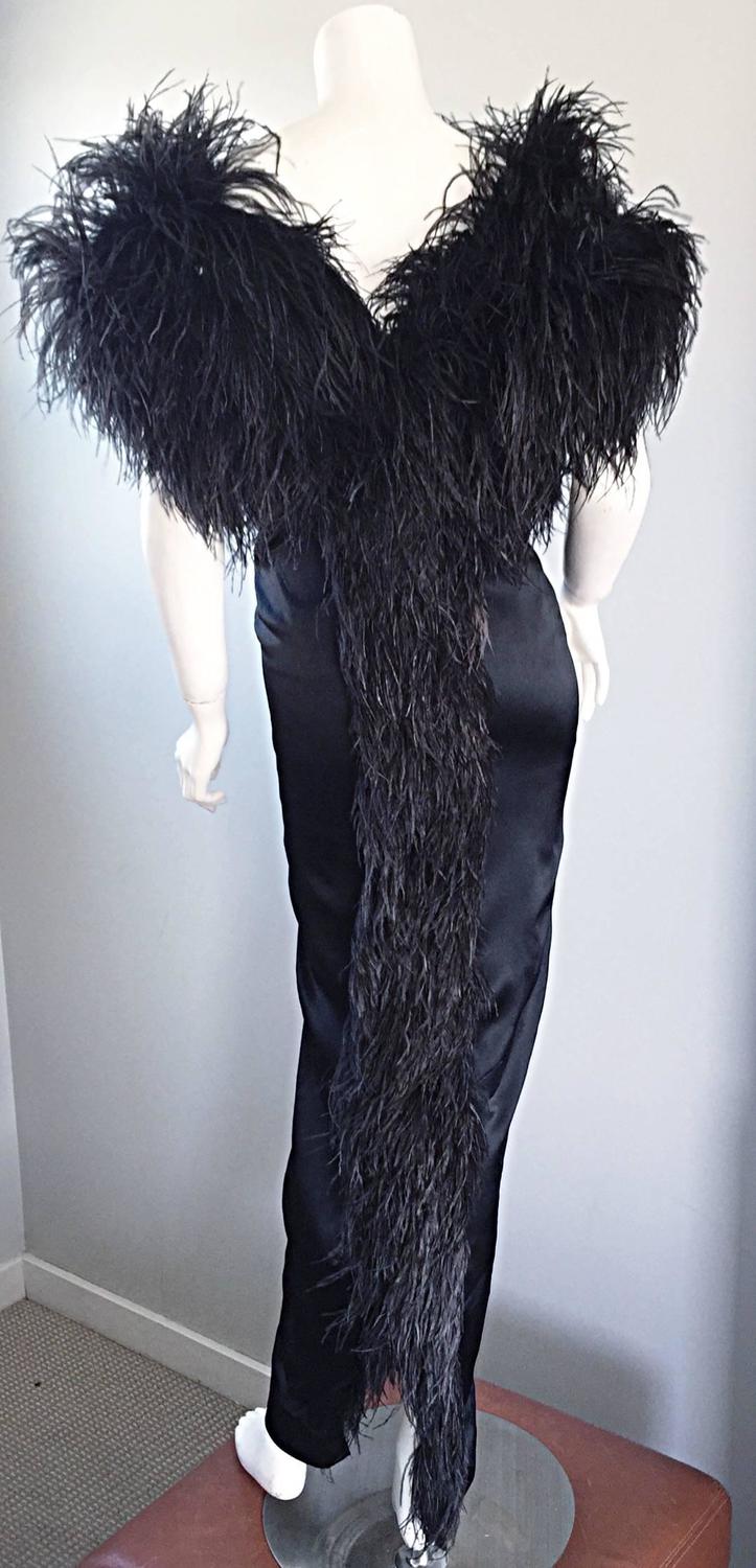 evening gowns with ostrich feathers