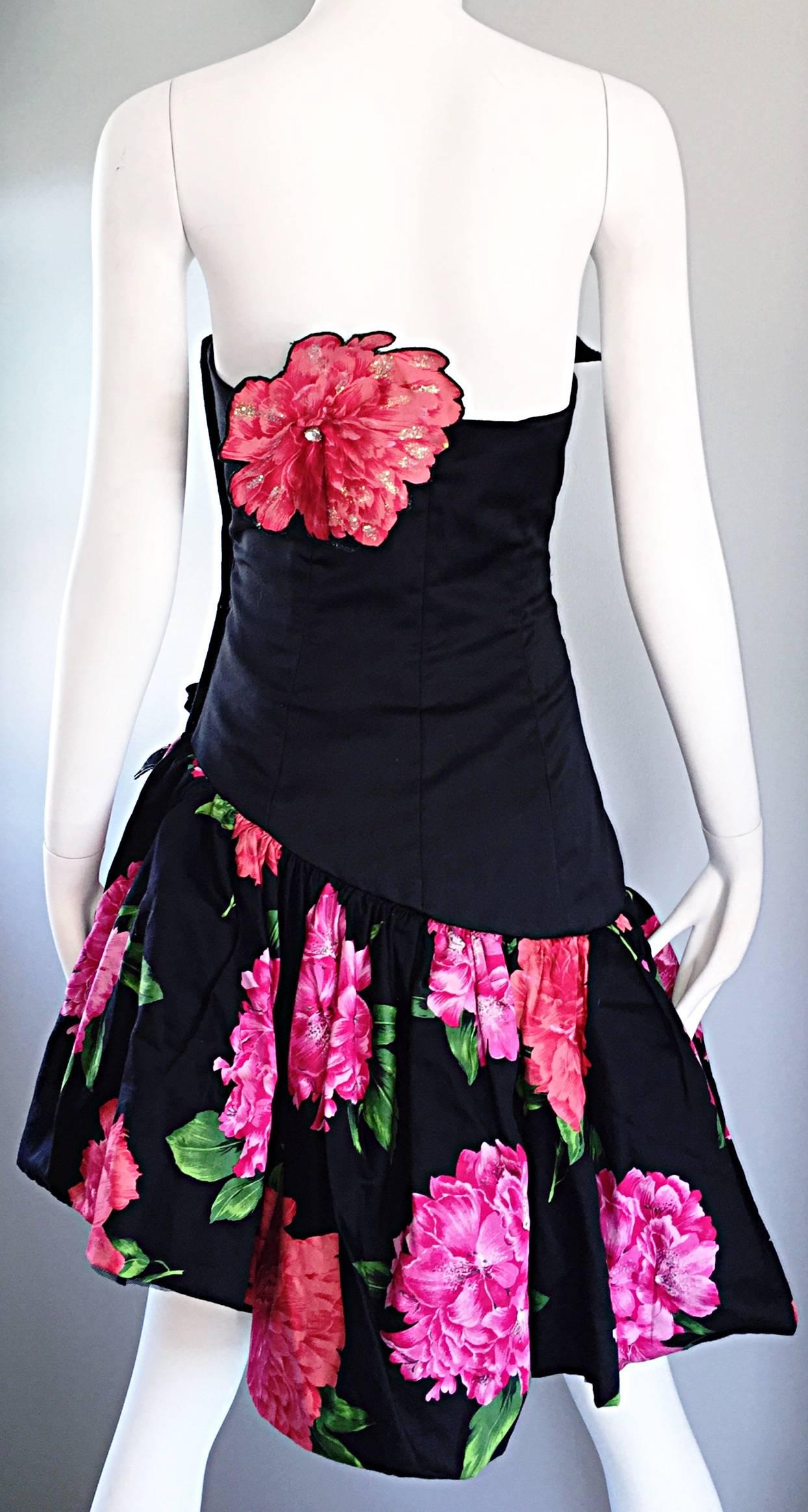 Women's Victor Costa for Saks 5th Ave Vintage 1980s Strapless Avant Garde Cocktail Dress For Sale