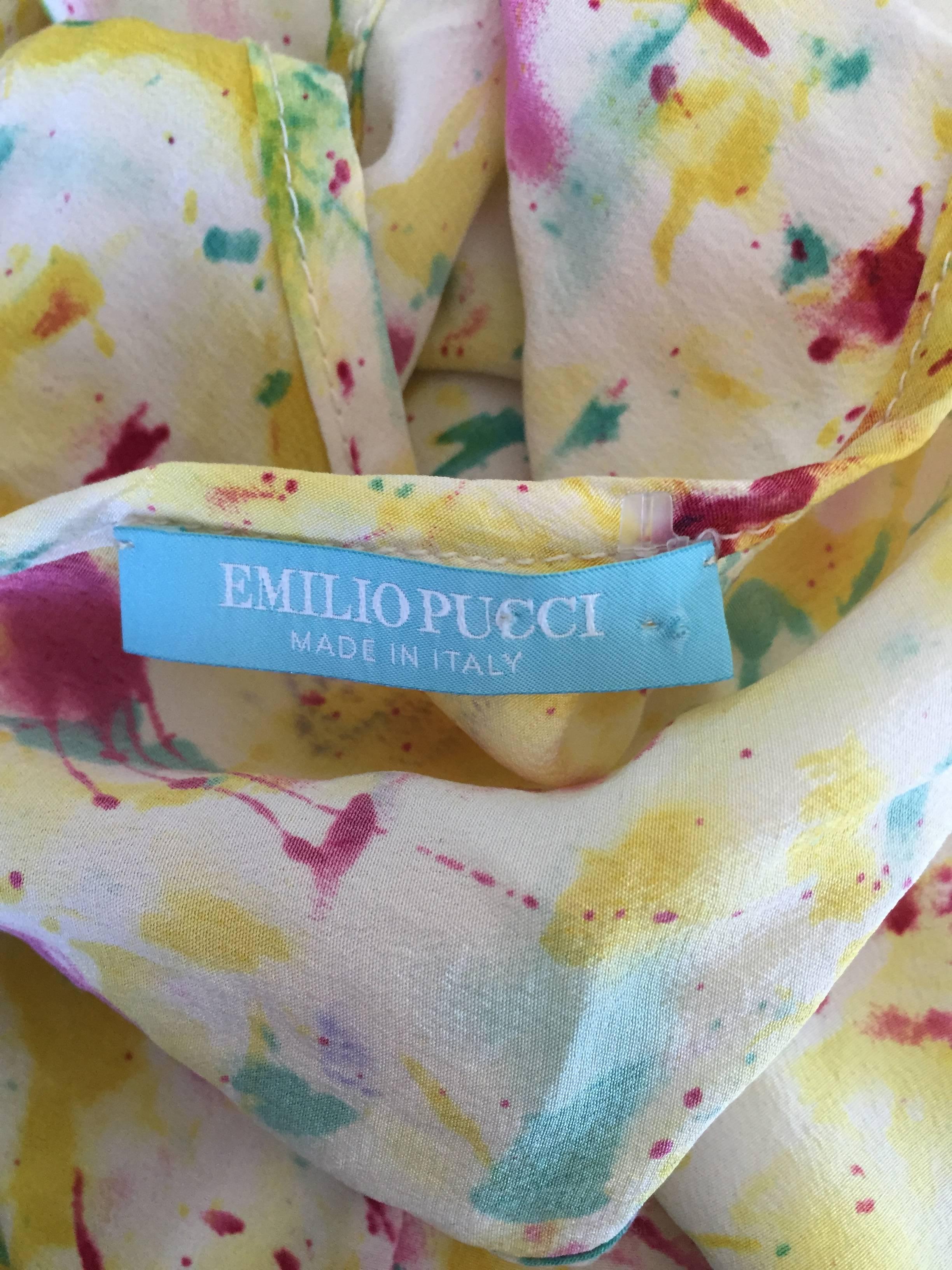 1990s Emilio Pucci Brand New Rare Splatter Paint 90s Silk Sleeveless Blouse 4