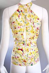 1990s Emilio Pucci Brand New Rare Splatter Paint 90s Silk Sleeveless Blouse