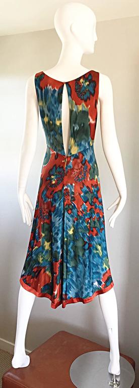 Early 2000s Yigal Azrouël Blue Orange Abstract Print Backless Mini Dress main image 0