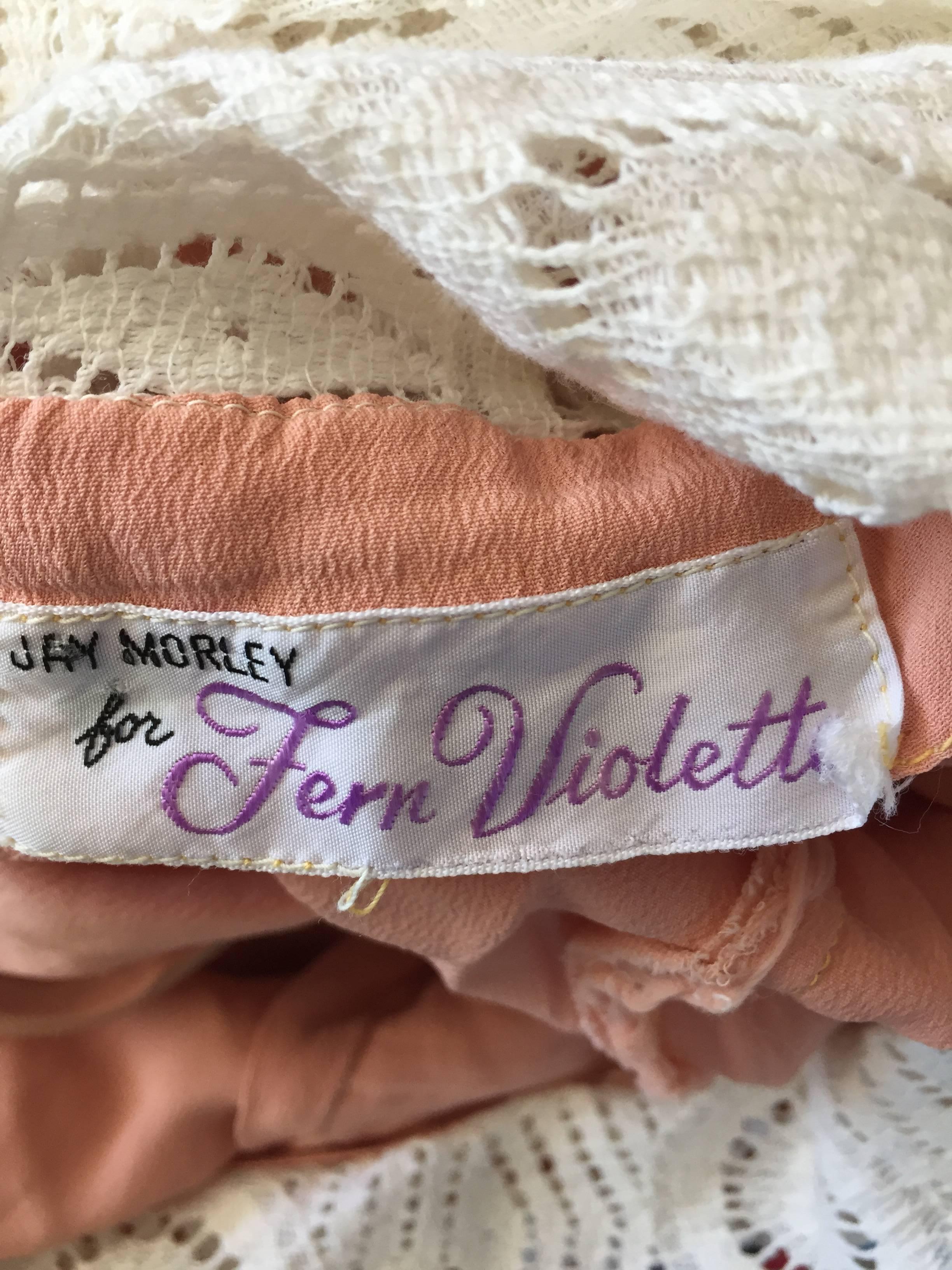 Jay Morley for Fern Violette 1960s Ivory Crochet Boho Bell Sleeve A Line Dress  4