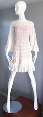 Jay Morley for Fern Violette 1960s Ivory Crochet Boho Bell Sleeve A Line Dress