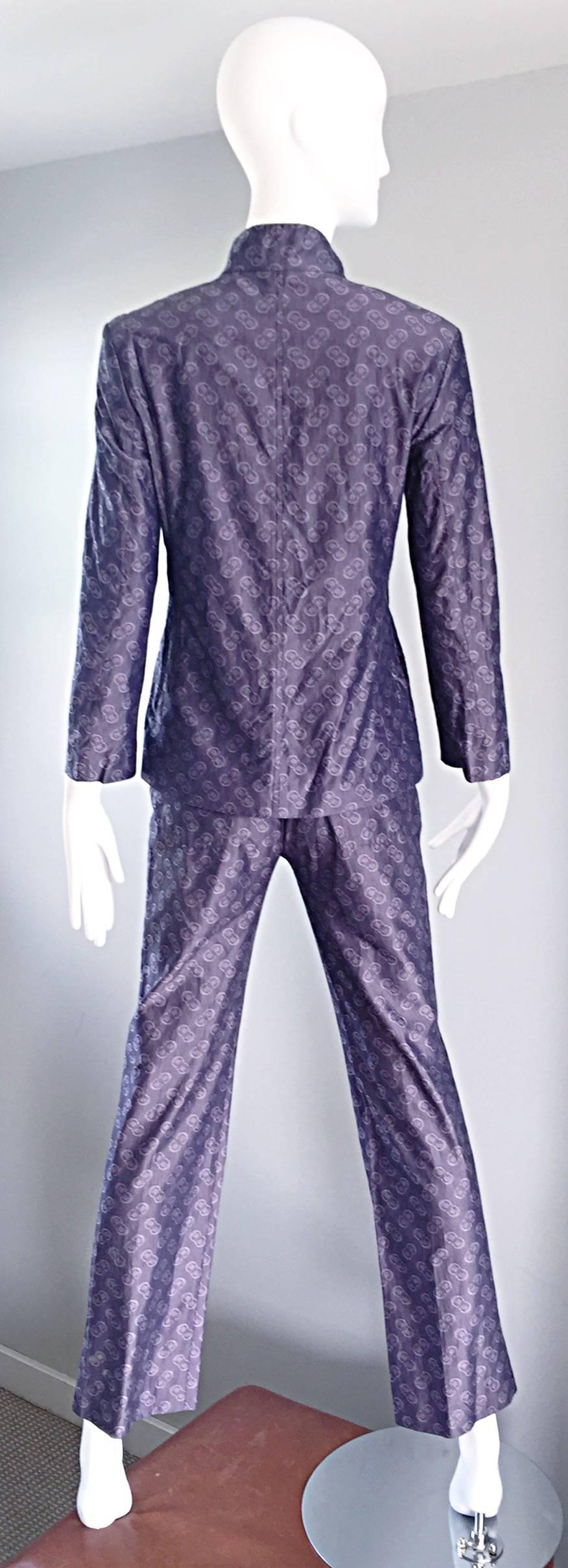 Vintage Nino Cerruti 1881 Indigo Gr. 4 Blauer Pajama-Hosenanzug im Vintage-Stil 1990er 90er Jahre mit Logo, Vintage im Angebot 1