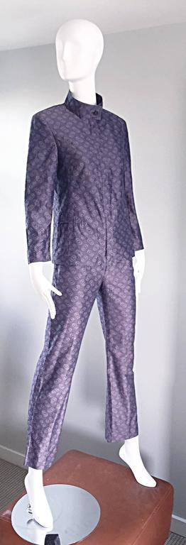 Vintage Nino Cerruti 1881 Indigo Sz 4 Blue Pyjama Style 1990s 90s Logo Pant  Suit For Sale at 1stDibs
