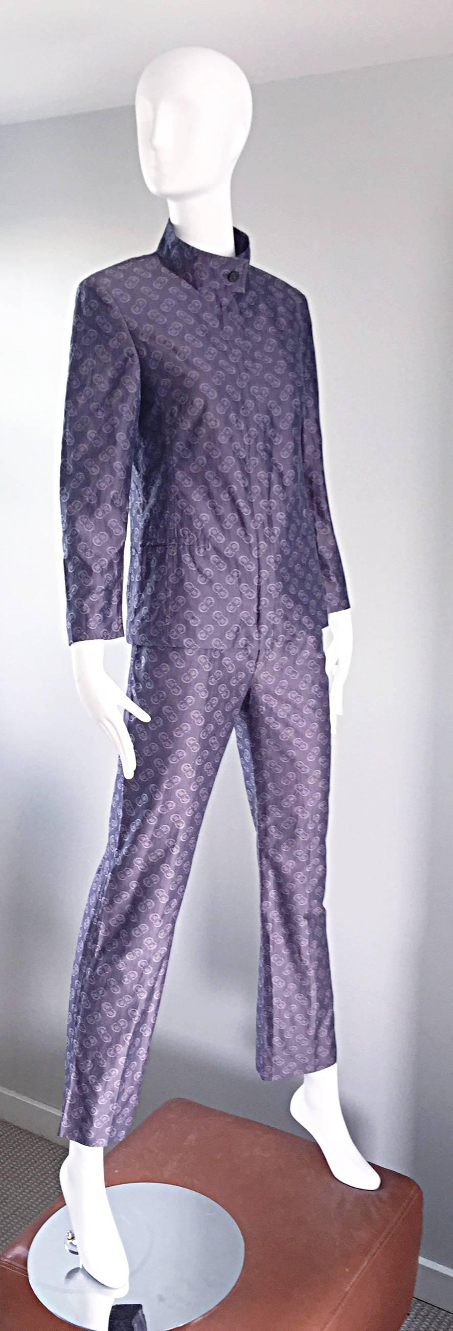 Vintage Nino Cerruti 1881 Indigo Gr. 4 Blauer Pajama-Hosenanzug im Vintage-Stil 1990er 90er Jahre mit Logo, Vintage im Angebot 3