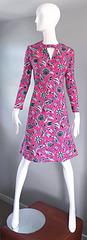 Vintage Adele Simpson Plus Size 1960s Hot Pink + Silver + Blue Metallic Dress