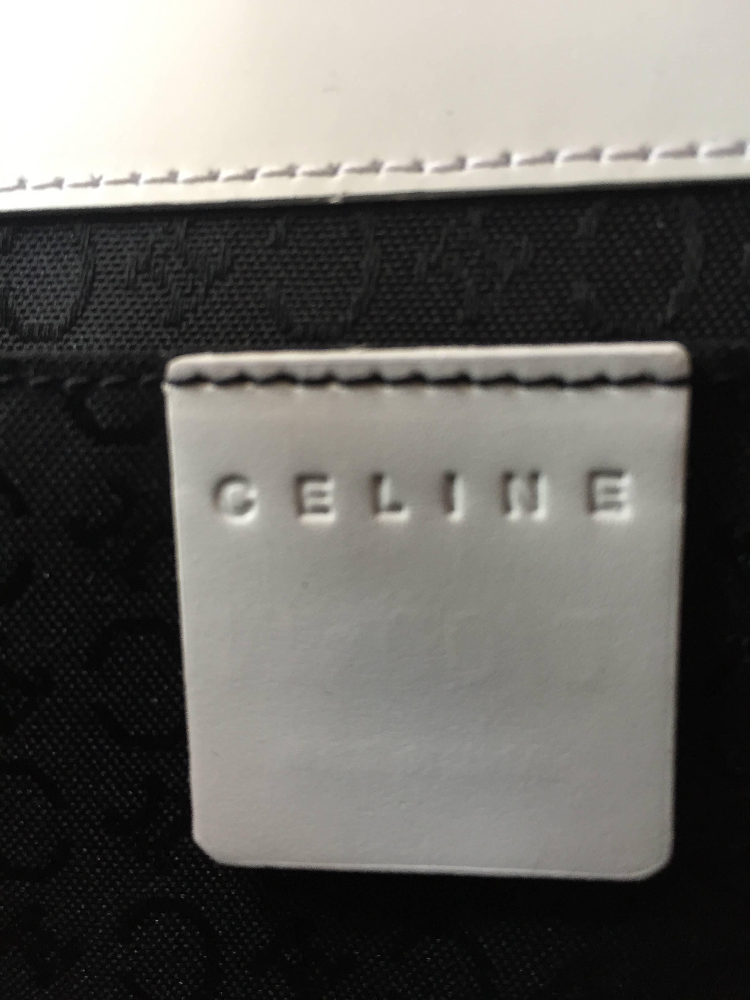 Vintage Celine New White Leather Structured Shoulder Bag Convertible Clutch  2