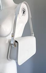 Vintage Celine New White Leather Structured Shoulder Bag Convertible Clutch