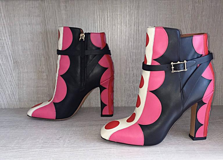 Women's Valentino Sold Out Brand New Size 36 / 6 Polka Dot Runway Ankle Booties  For Sale