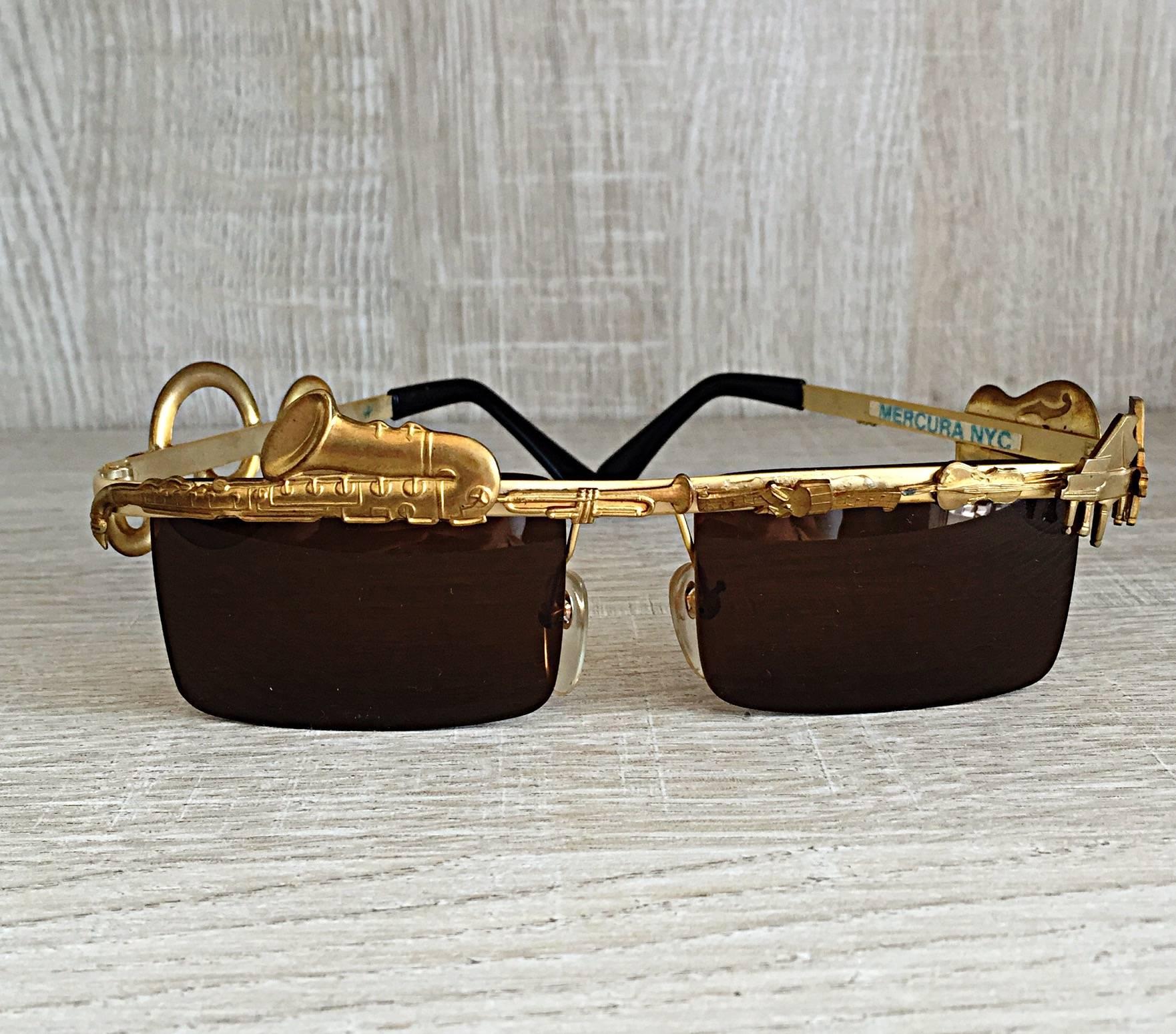 Rare Vintage Mercura Novelty ' Pianos + Horns + Music Notes ' Unisex Sunglasses 1