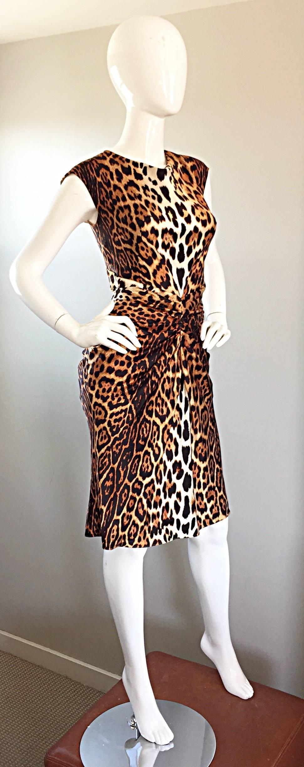 Christian Dior Size 10 by John Galliano Spring 2008 Leopard Print Silk Dress (Schwarz)