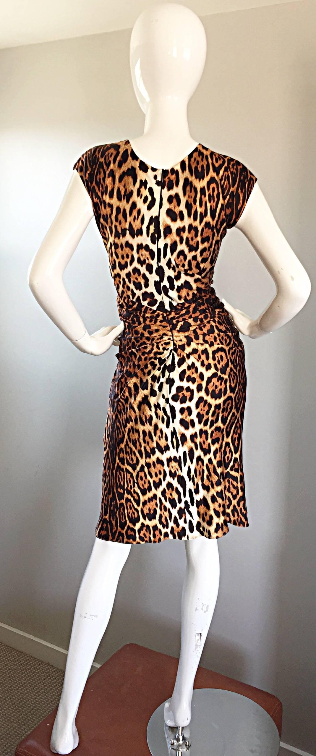 Christian Dior Size 10 by John Galliano Spring 2008 Leopard Print Silk Dress Damen