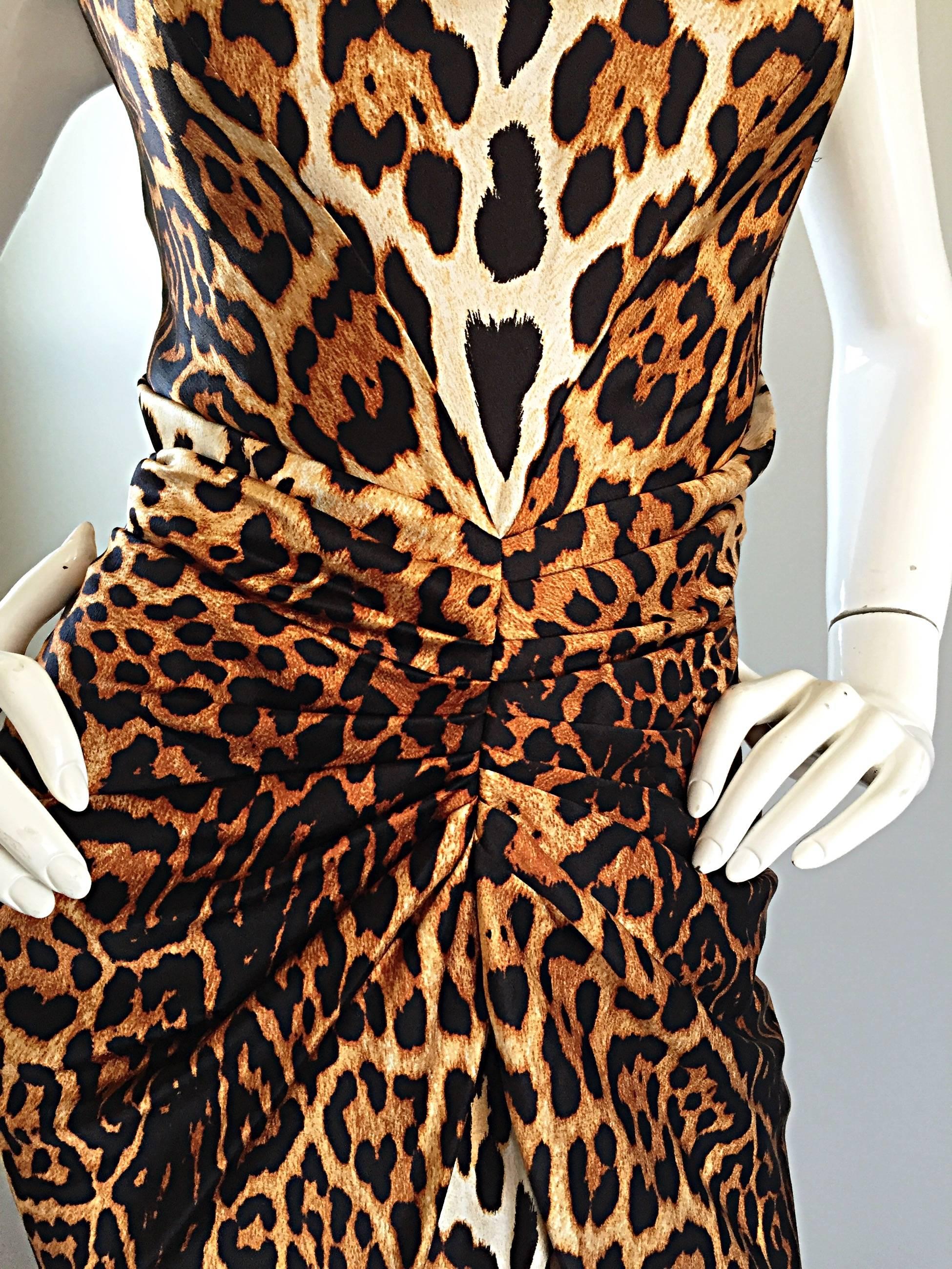 Christian Dior Size 10 by John Galliano Spring 2008 Leopard Print Silk Dress im Zustand „Neu“ in San Diego, CA