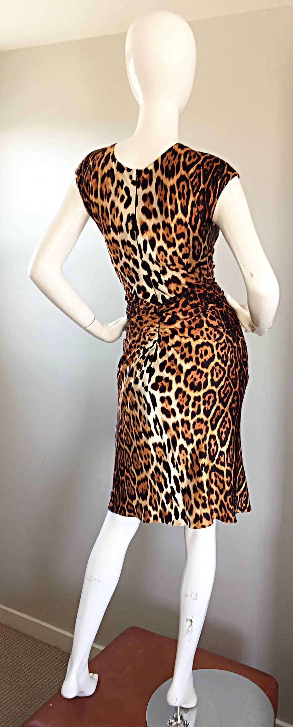Christian Dior Size 10 by John Galliano Spring 2008 Leopard Print Silk Dress 2