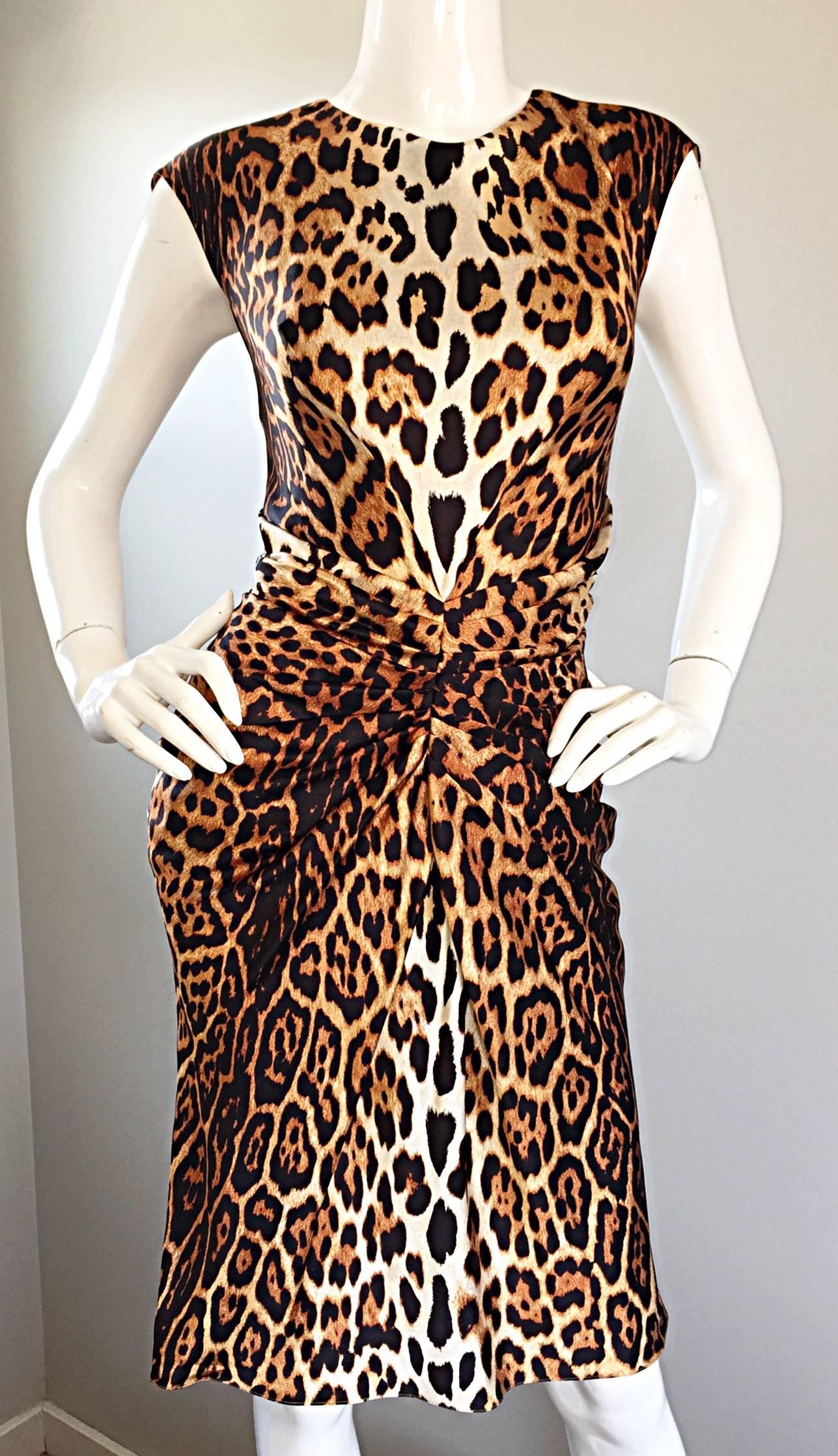 Christian Dior Size 10 by John Galliano Spring 2008 Leopard Print Silk Dress 1