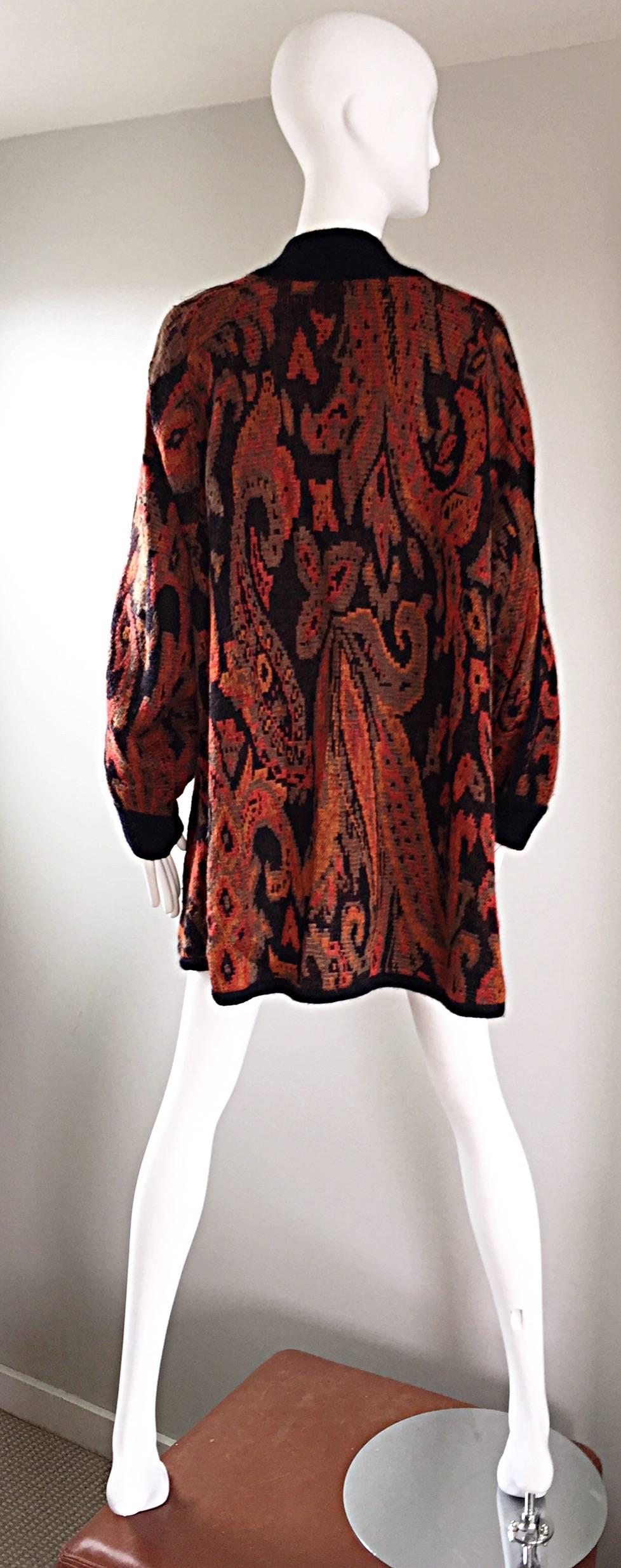 Vintage Escada by Margaretha Ley Autumnal Open Front Paisley Mohair Cardigan  In Excellent Condition In San Diego, CA